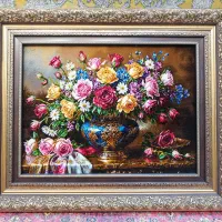 تابلو فرش گل سلطنتی چله ابریشم
