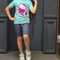 ست سوپر پنبه بچگانه شلوارک جین چاپ کارتونی|کفش و لباس بچه|اسلام‌شهر, شهرک قائمیه|دیوار