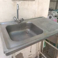 سینک یک قلو ب همراه شیر آب و چهارچوب اهنی