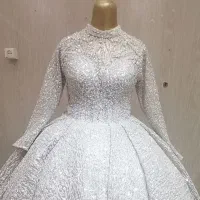 فروش لباس عروس یقه سه سانت شاین عرب