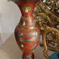 گلدون برنجی طرح طاووس