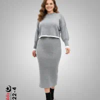 ست کراپ سارافون بافت پاییز سایز بزرگ آییلدیزکد7322|لباس|سهند, |دیوار