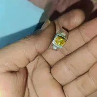 انگشتر نقره با نگین سیترین اصل و مخراج الماس|جواهرات|آبادان, |دیوار