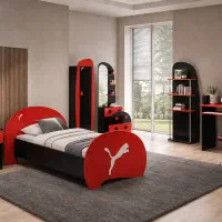 تخت تک نفره سرویس خواب قرمز مشکی