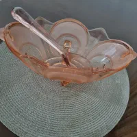 آجیل خوری کریستال صورتی قدیمی