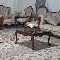 مبلمان استیل ۹ نفره کلاسیک چوب راش و ۳میز جلو مبلی