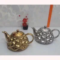 قوری طلایی و نقره ای آجری و ساده