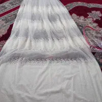 پرده حریر طرح دار در حد نو|پرده، رانر، رومیزی|اقبالیه, |دیوار