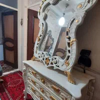 آینه کنسول و دراور تخت چوب راش