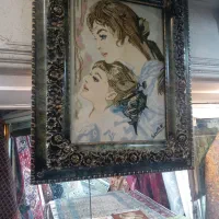 تابلو فرش دست باف گل ابریشم خیام باقاب ۱۰۰در ۷۵|تابلو، نقاشی، عکس|تهران, میدان ولیعصر|دیوار