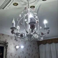 لوستر و آباژور صورتی سفید