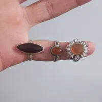 ۳ تا انگشتر زنانه نقره عقیق
