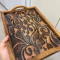 سینی چوبی طرح شیشه ای