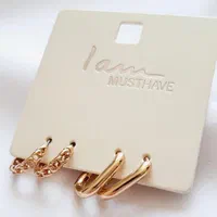 گوشواره حلقه ای دو جفتی ساده و کارتیر طلایی|بدلیجات|اردبیل, |دیوار