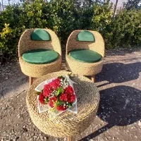 ست‌ حصیری دست‌دوز با رنگ دلخواه