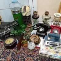 وسایل قدیمی عتیقه رادیو تلفن ساعت یخدان منقل برنج