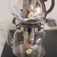 قوری کتری پیرکس ویک عدداستند ودوعددگلدان