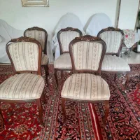 ۶ عدد صندلی چوب راش محکم با منبت گل رز