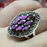 انگشتر دستساز نگین 9 عدد یاقوت معدنی