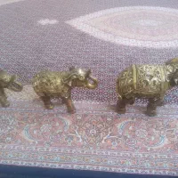 دکوری و مجسمه فیل سه تایی طلایی