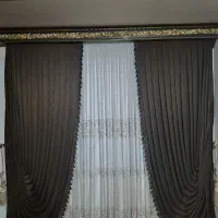 پرده پذیرایی کتان و مخمل با توری و زیر پرده ای