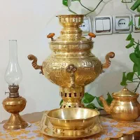 سماور زغالی برنجی ۴ لیتری