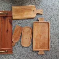 تخته سرو و سینی و شکلات خوری چوبی