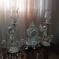 شمعدان و ساعت رومیزی