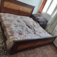 تخت دونفره پاتختی و دراور و آینه|تخت و سرویس خواب|سهند, |دیوار