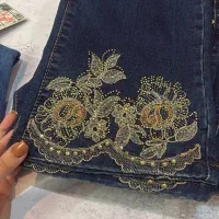 شلوار لی نگین دوزی شده وارداتی|لباس|یزد, |دیوار