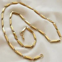 گردنبند استیل زنجیر کبریتی طلایی