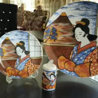 سرویس بشقاب دکوری ژاپنی طرح بانوی ژاپنی