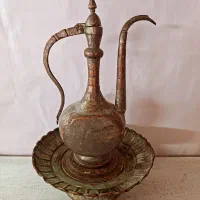 آفتابه لگن قاجاری مشربه مسی قدیمی عتیقه سالم