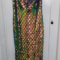 پیراهن طرح پولک هفت رنگ ترک