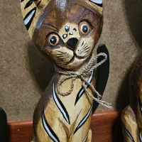 مجسمه چوبی سه تایی گربه|مجسمه، تندیس، ماکت|تهران, زعفرانیه|دیوار