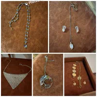 ست سرویس طلایی  بدلی رنگ ثابت / گردنبند نقره ای