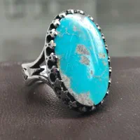 انگشتر نقره روس سنگ فیروزه نیشابوری رکاب نیزه ای