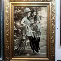 تابلو فرش دستباف تبریز طرح دوچرخه چله ابریشم اعلا