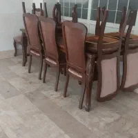 میز غذاخوری ۸ نفره چوبی به همراه ۸ صندلی|میز و صندلی غذاخوری|آمل, |دیوار