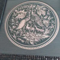 تابلو مسی طرح آهو و طاووس