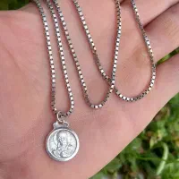 زنجیر و پلاک نقره در حد نو