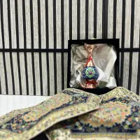 پک هدیه گلدون مسی با ترمه رومیزی
