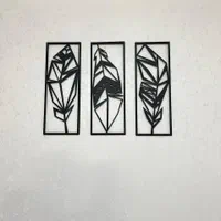 تابلو فلزی دکوراتیو سه تکه طرح پر مدرن