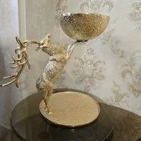 ظرف سرو طلایی میوه و آجیل