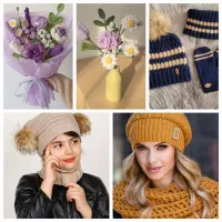 شال وکلاه و گل های دستبافت سفارشی