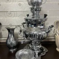 سماور به همراه ست قوری و سینی و کاسه و پارچ|سماور، چایساز، قهوهساز|ری, امین آباد|دیوار