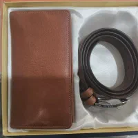 ست کیف و کمربند مردانه چرم پارینه