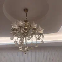 لوستر برنجی  دو عددو بوفه چوبی|لوستر و چراغ آویز|خرمدره, |دیوار