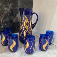 ظروف ظرف پارچ لیوان آنتیک تزیینی و قاب فیروزه کاری