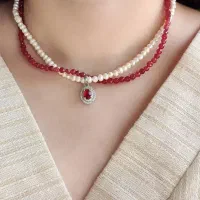 گردنبند یاقوت سرخ و مروارید